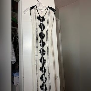 Western Cream and Black Gauze Maxi Dress XSP